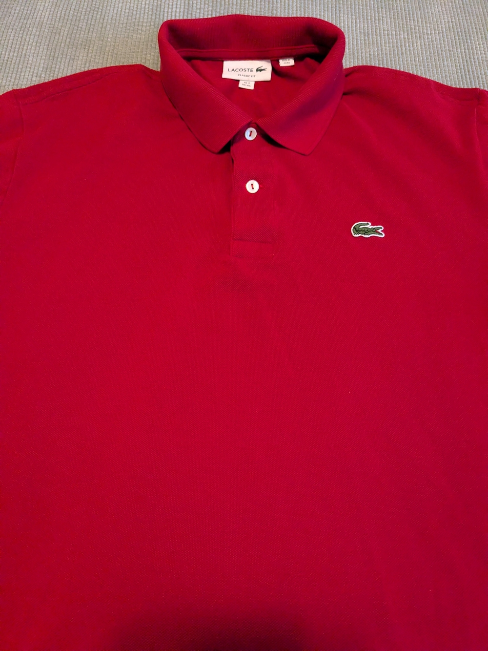 Lacoste Classic Fit Polo Long Sleeve Shirt Ruby Red Size XXL - Picture 2 of 6